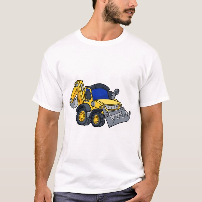 Camiseta Veículo do escavador da escavadora dos desenhos (Frente)
