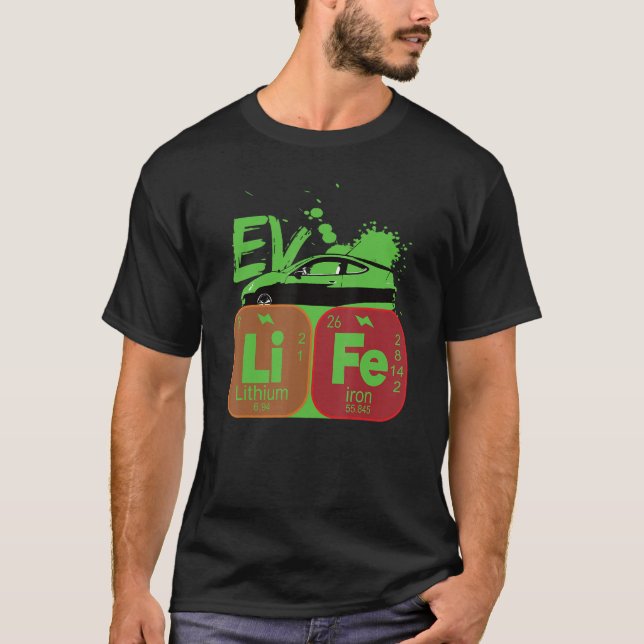 Camiseta Veículo Elétrico De Mesa Periódica De Vida Com Car (Frente)