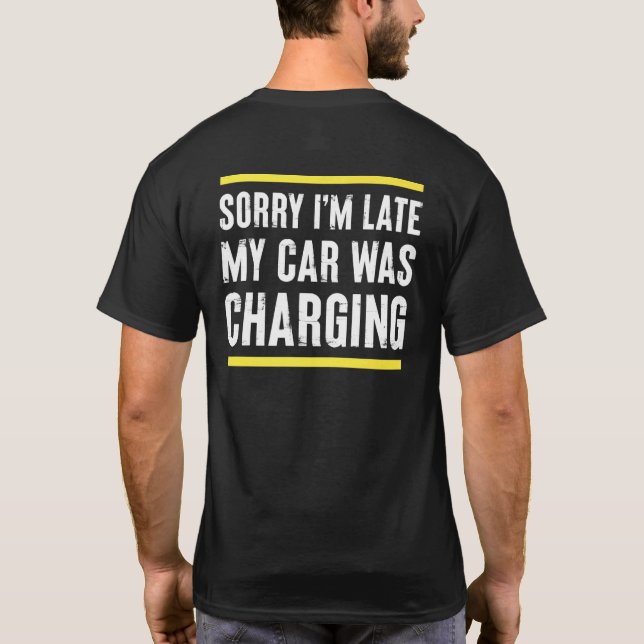 Camiseta Veículo Elétrico Ev Carro Para Homens (Verso)
