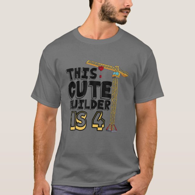 Camiseta Veículo legal De Construção 4 De Aniversário De 4  (Frente)