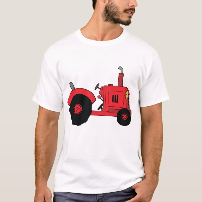 Camiseta Veículo Trator Vermelho da Fazenda (Frente)