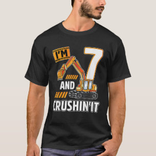 Camiseta Veículos de 7 anos construindo escavadora Birthda