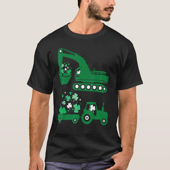 Camiseta Veículos De Caminhão De St Pattyday Para Rapazes C (Frente)