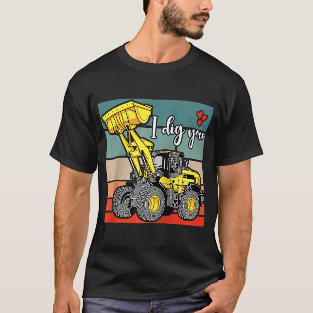 Camiseta Veículos de Construção Namorados Escavador Cardíac (Frente)