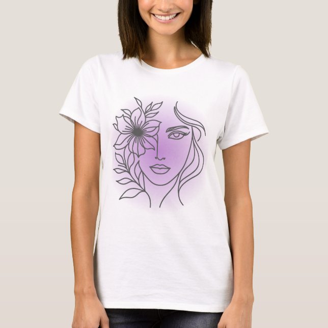 Camiseta Veiled Bloom – Soft Spiritual Feminine Line Art (Frente)