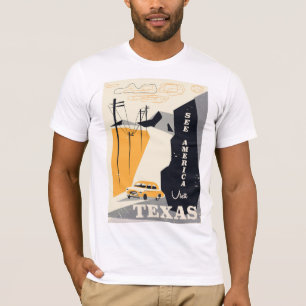 Camiseta Veja a América - Cartaz de viagem vintage Texas an