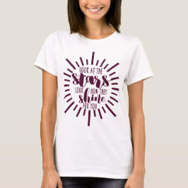 Camiseta Veja as estrelas felizes tipografia motivacional