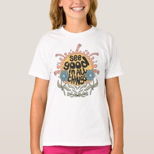 Camiseta Veja Bom em todas as coisas, Hippie Graphic