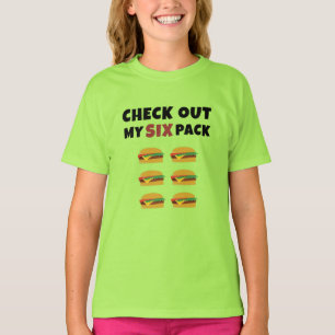Camiseta Veja meu pacote de seis burgers.