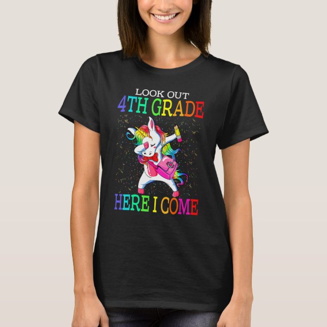 Camiseta Veja o 4º ano aqui eu venho abbing Unicorn (Frente)