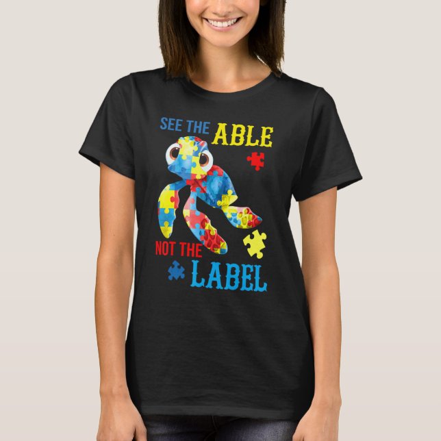 Camiseta Veja O Able Não O Rótulo Quebra-cabeça Autismo De  (Frente)