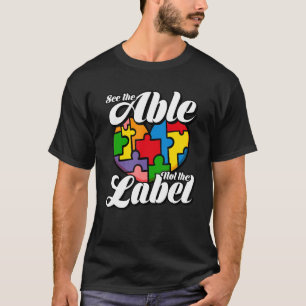 Camiseta Veja O Able Not The Label Quebra-cabeça Autism Con