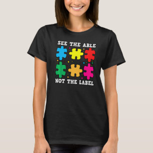 Camiseta Veja O Able Not The Label Quebra-cabeça Autism Con