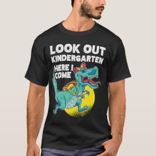 Camiseta Veja o dinossauro do jardim de infância com mochil