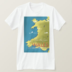 Camiseta Veja o pôster de viagem do Sol no País de Gales.