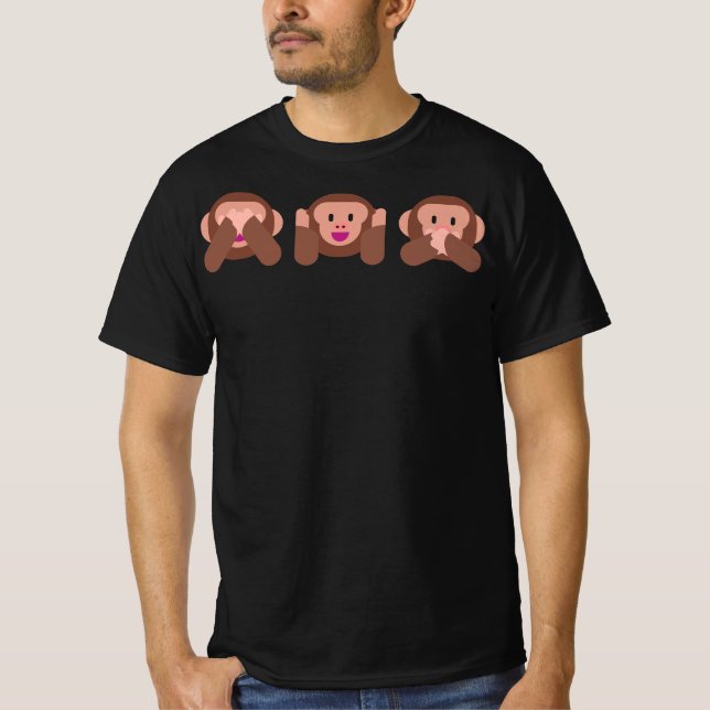 Camiseta Veja, Ouça E Fale Sem O Festival Emojis De Macaco  (Frente)