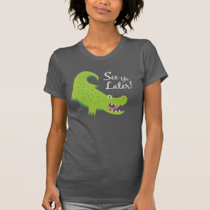 Camiseta Para Bebê Boca verde do jacaré do crocodilo dos desenhos