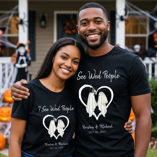 Camiseta Vejo Casamento de Halloween do Fantasma das Pessoa
