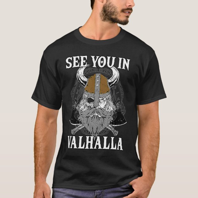 Camiseta Vejo-o em Valhalla Nordic Viking Mythology 9 (Frente)