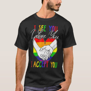 Camiseta Vejo Que Te Amo, Eu Aceito Você Lgbtq Ally Gay Pri