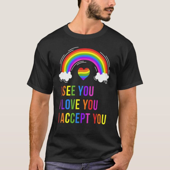 Camiseta Vejo Que Te Amo, Eu Aceito Você Lgbtq Ally Gay Pri (Frente)