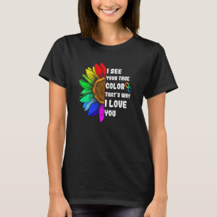 Camiseta Vejo Sua Flor de Cor Verdadeira Quebra-Cabeça Cons