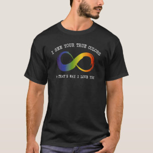 Camiseta Vejo Sua Verdadeira Cor Arco-íris Infinito Neurodi