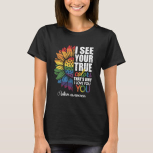 Camiseta Vejo Sua Verdadeira Cor Infinidade Arco-íris Neuro