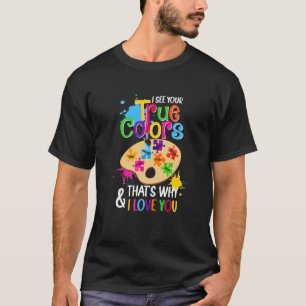 Camiseta Vejo Sua Verdadeira Cor Paleta de Pintura Autismo 