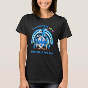Camiseta Vejo Suas Verdadeiras Cores Azul Gnome Arco-Íris A