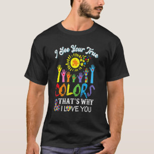 Camiseta Vejo suas verdadeiras cores Mãos Conscientização d