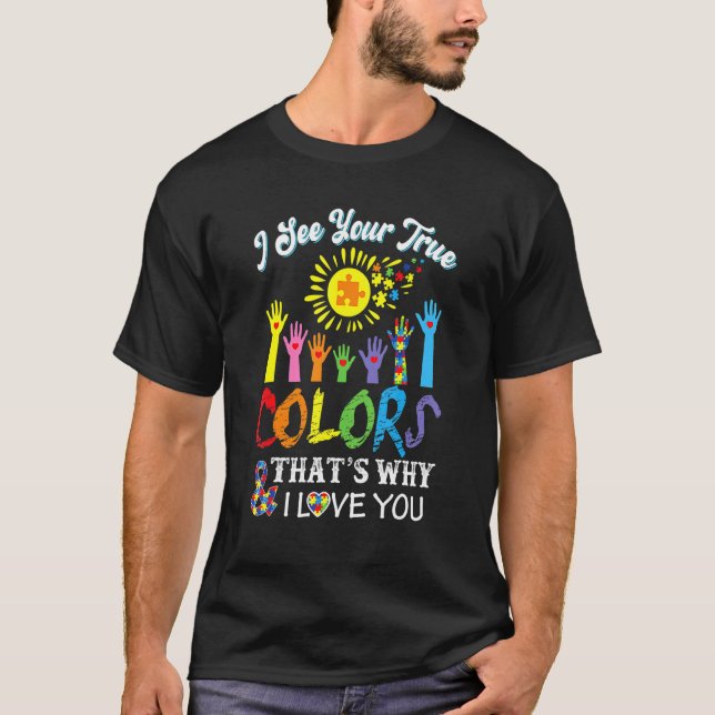 Camiseta Vejo suas verdadeiras cores Mãos Conscientização d (Frente)