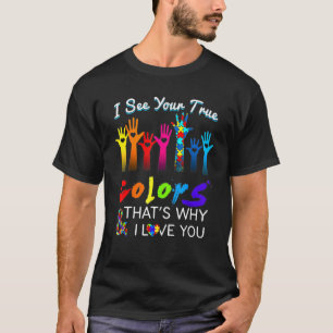 Camiseta Vejo suas verdadeiras cores mãos Conscientização s