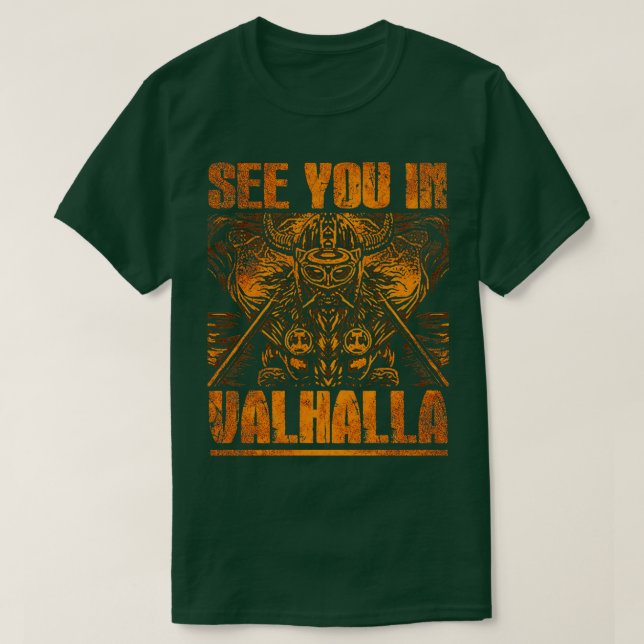 Camiseta Vejo você em Valhalla 2 (Frente do Design)
