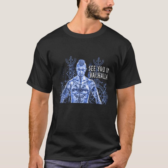 Camiseta Vejo você em Valhalla Norse Mythology Viking Warri (Frente)
