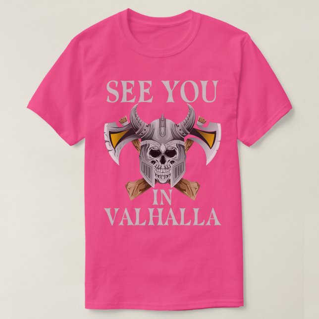 Camiseta Vejo Você Em Valhalla Viking (Frente do Design)