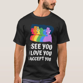 Camiseta Vejo Você Eu Te Amo Eu Aceito Orgulho De Amor Lgbt