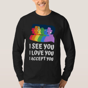 Camiseta Vejo Você Eu Te Amo Eu Aceito Orgulho De Amor Lgbt