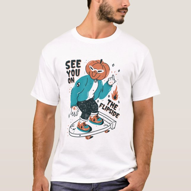 Camiseta Vejo Você No Skateboard De Flipside Halloween (Frente)
