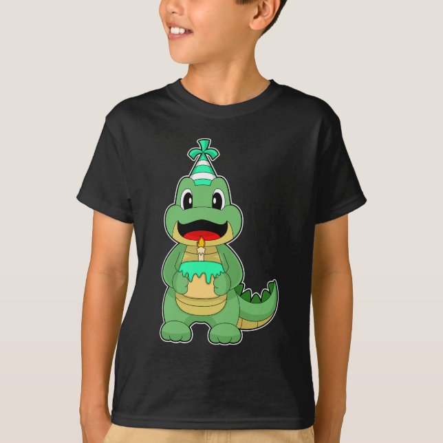 Camiseta Vela de bolo de aniversário de crocodilo (Frente)