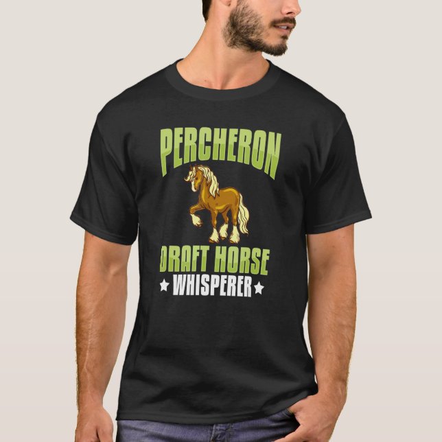 Camiseta Vela de Cavalo de Troço Percheron Draft Horse Ridi (Frente)