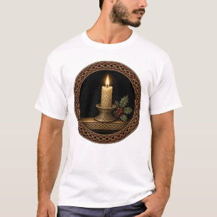 Camiseta Vela de Natal Celtic Knot na Peitoril da Janela