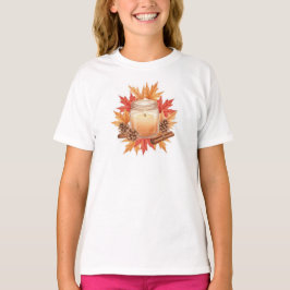 Camiseta Vela de Outono Aconchegante com Folhas de Bordo |