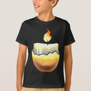 Camiseta Vela Queimando Dentro de uma Casca de Ovo para Pás