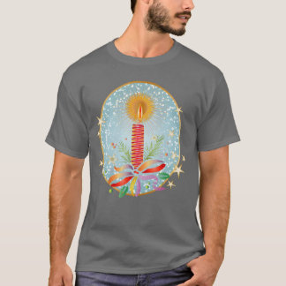 Camiseta Vela vermelha de Natal para o Natal no quadro gi