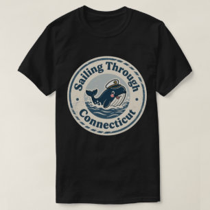 Camiseta Vela Vintage Através do Connecticut Baleia