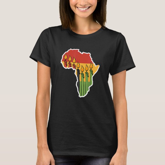 Camiseta Velas continentes Mishumaa Kwanzaa (Frente)