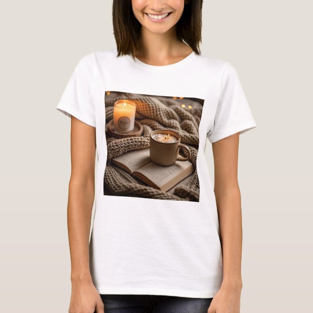 Camiseta Velas e cobertores, quentes e quentes (Frente)