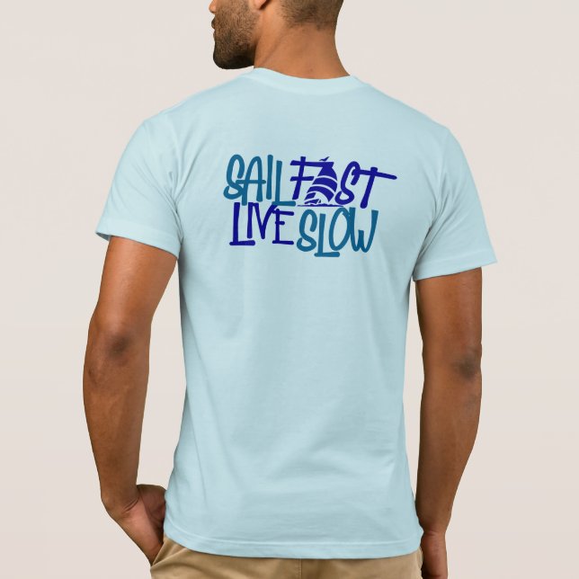 Camiseta Velas impressão azul-náutica rápida no dorso (Verso)