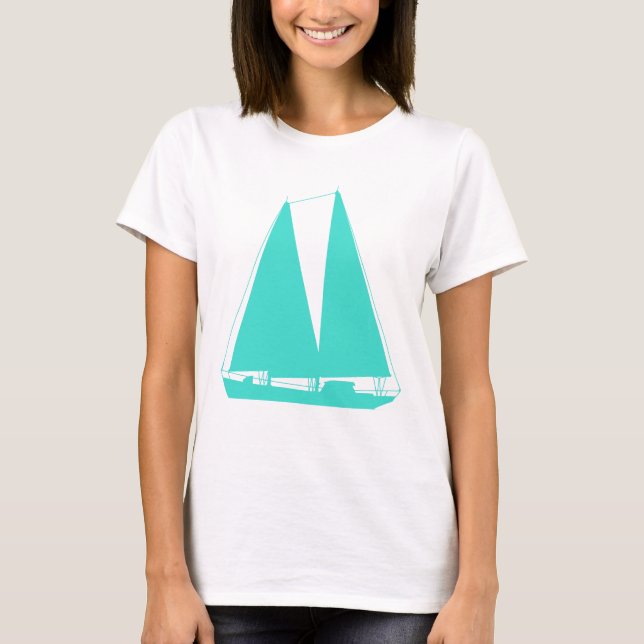 Camiseta Veleiro náutico de turquesa (Frente)